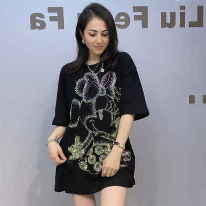 Rhinestone Minnie Oversized T-Shirt - MATCHING MASTER