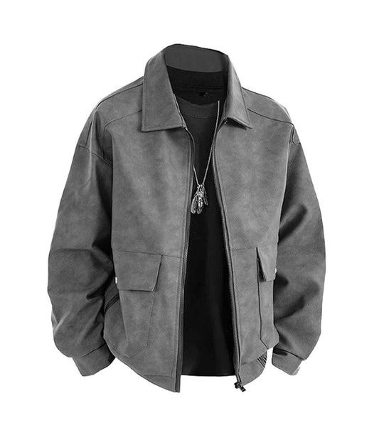 [Branded stock clearance] Autumn and winter cotton retro leather flight jacket for men