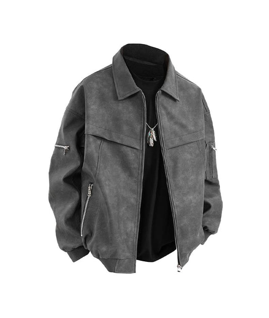 [Branded stock clearance] Autumn and winter cotton retro leather flight jacket for men