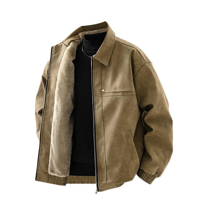 [Branded stock clearance] Autumn and winter cotton retro leather flight jacket for men