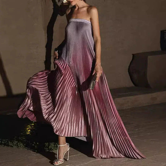 🌸Spring Sale💐 Ombre Pleated Strapless Evening Dress