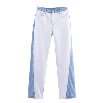 Ladies Collar and Buckle Splicing Top+ Pants with A Casual Temperament Suit - MATCHING MASTER