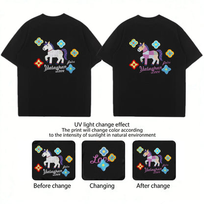 Light-sensitive color-changing colorful pony T-shirt - MATCHING MASTER