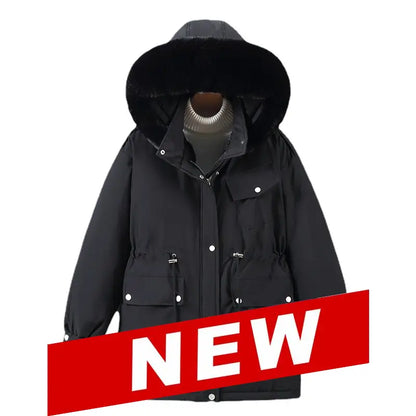 Ladies' Mid Length Puffer Jacket Hood