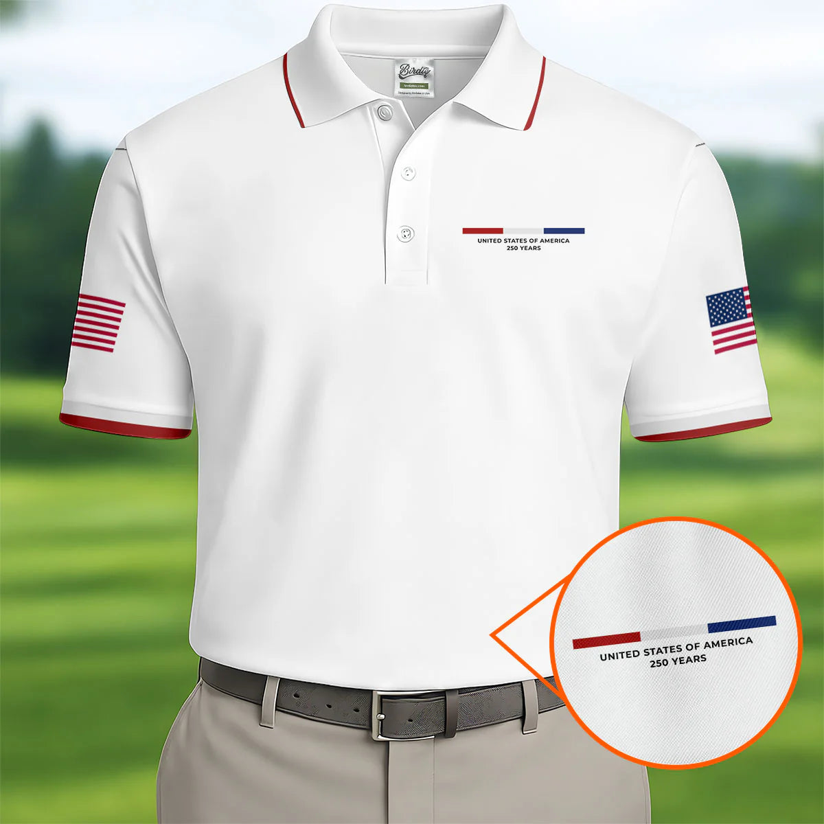 USA 250th Men's short-sleeved polo shirt - BundleWear