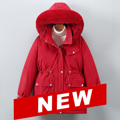 Ladies' Mid Length Puffer Jacket Hood