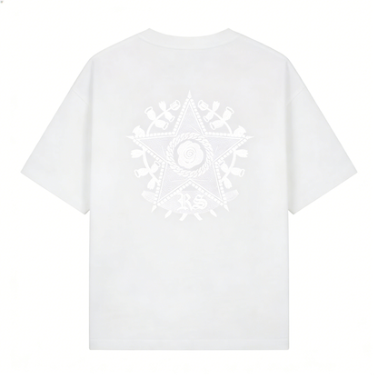 Light-sensitive color-changing embroidered five-pointed star and rose crew neck short-sleeved shirt - MATCHING MASTER