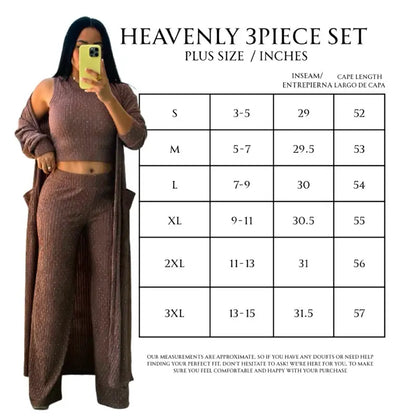 Heavenly Comfort Collection - 3 Piece Set Tank Top Pants & Cardigan Casual Outfit for Women Comfortable Stylish Clothes