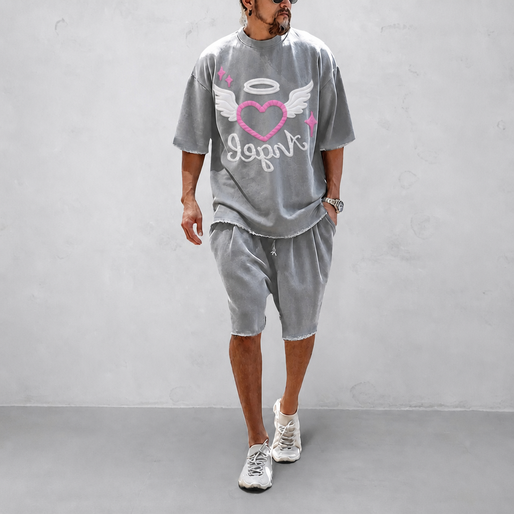 Couple 100% Cotton Casual Loose Fit Sports Set - Breathable Moisture-Wicking 2-Piece Tracksuit