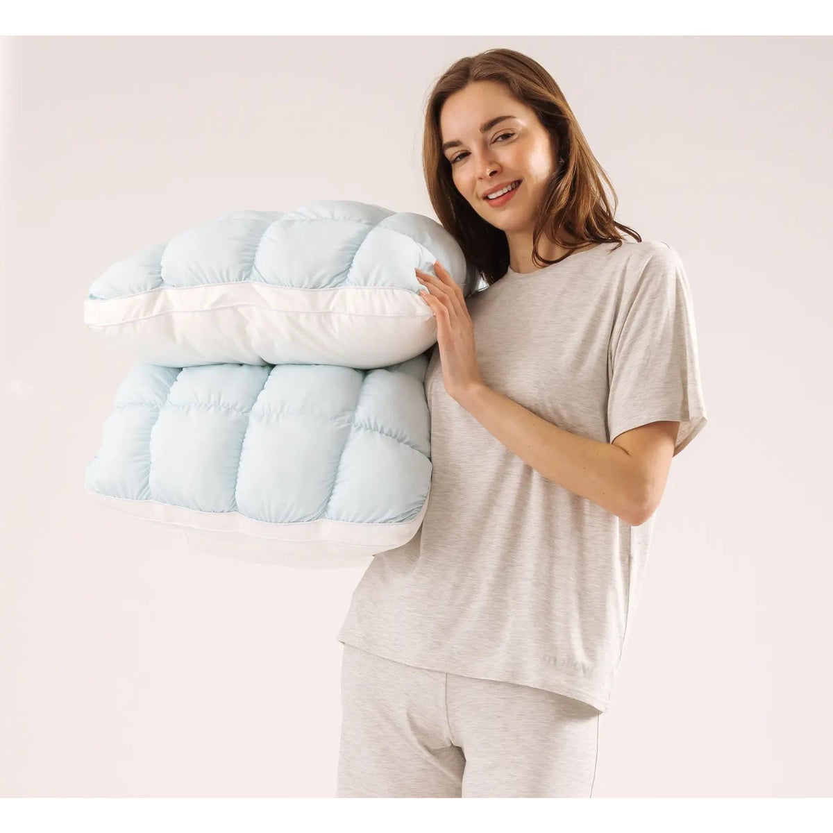 Puff Pillow 1-Pack - Cloud-Like Quilted Sleep Cushion with Supportive Comfort for Side, Back & Stomach Sleepers