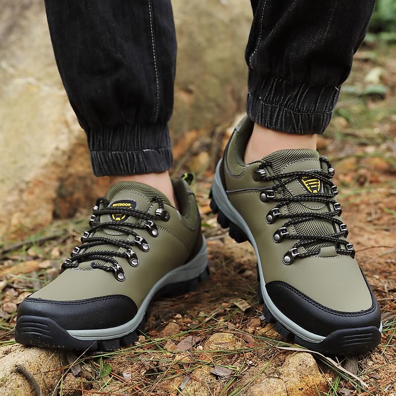 Men's Hiking Shoes Leather Outdoor Shoes Wear-resistant Men Trekking Walking Hunting Sneakers