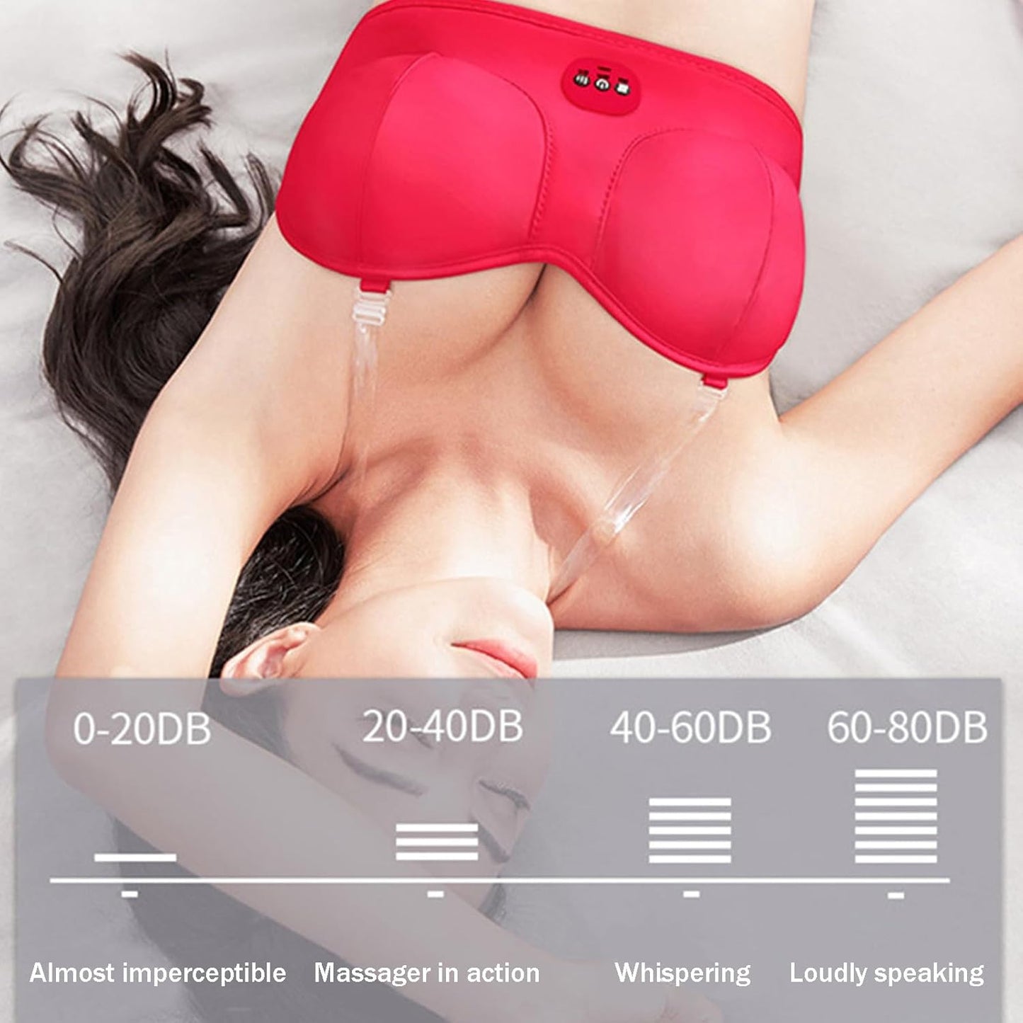 Heated Breast Massager Bra, Wireless Electric Bust Massager, Heating & Vibrating Bust Enhancement with 3 Levels