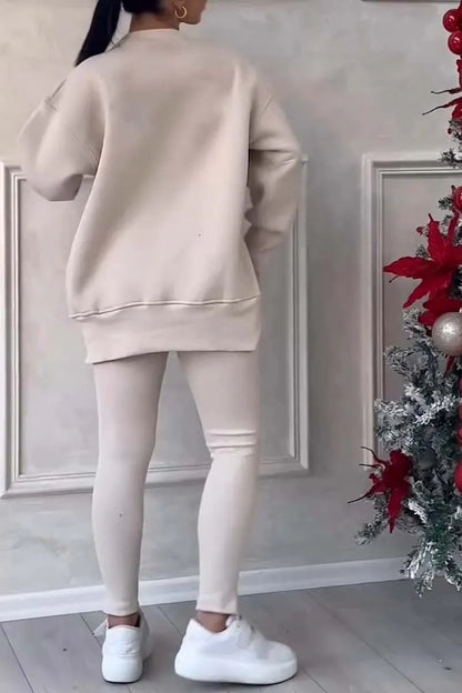 Ladies' Irregular Print Sweatshirt and Leggings Set - MATCHING MASTER