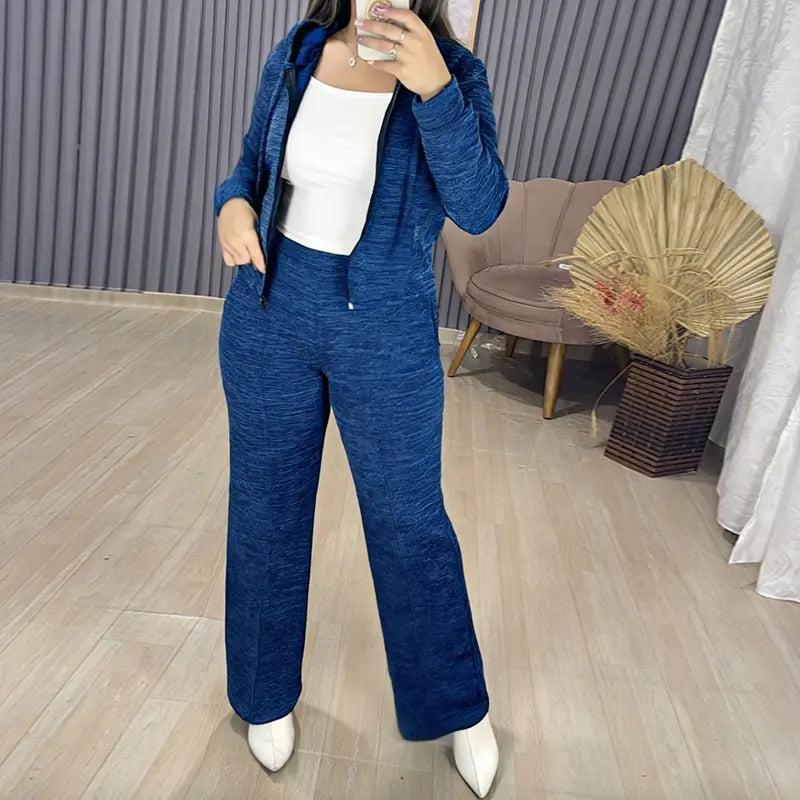 Ladies' Autumn Casual Chic Knit Cardigan & Wide Leg Pants Set - MATCHING MASTER