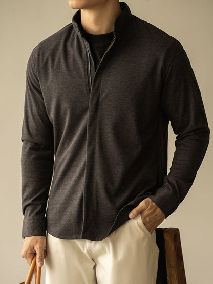 Woolen zipper long-sleeved shirt - MATCHING MASTER