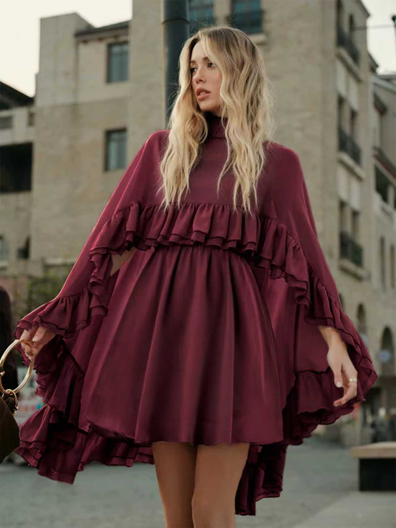Gypsy-Cape Chiffon Set Hero — Burgundy