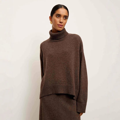 Ladies' High-neck top and fitted A-line skirt two-piece set