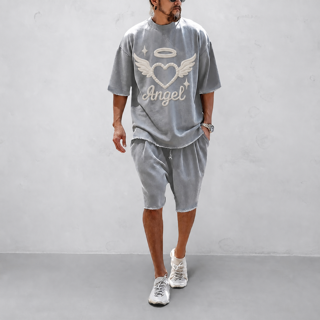 Couple 100% Cotton Casual Loose Fit Sports Set - Breathable Moisture-Wicking 2-Piece Tracksuit