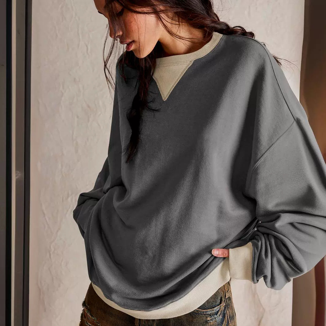 Colour-blocked ribbed long-sleeve top — additional product view