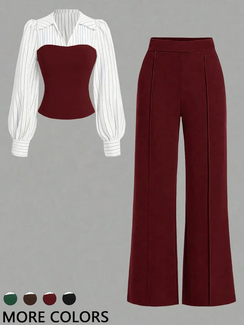 Women's Colorblock Shirt Set - MATCHING MASTER