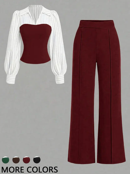 Women's Colorblock Shirt Set - MATCHING MASTER
