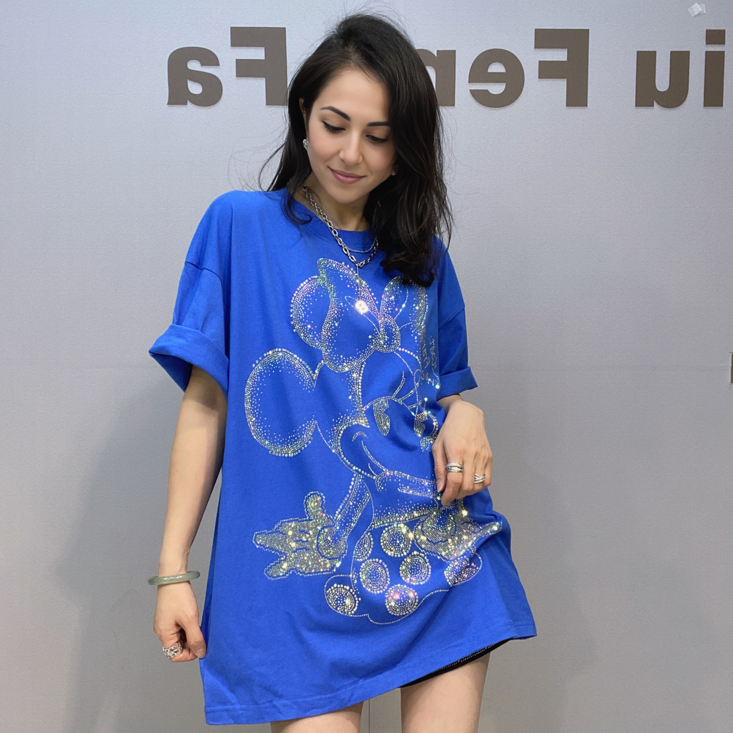 Rhinestone Minnie Oversized T-Shirt - MATCHING MASTER
