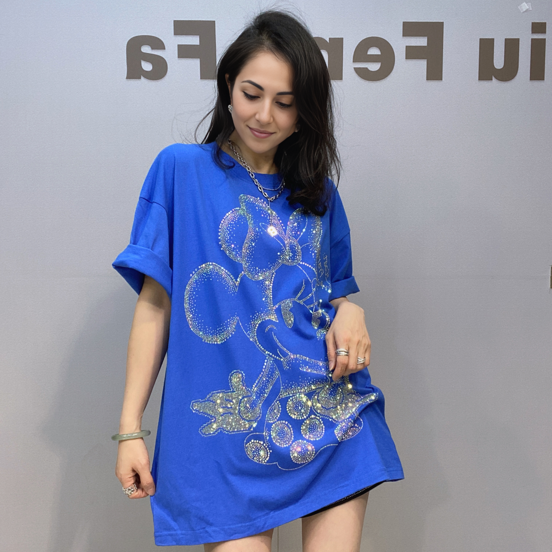 Rhinestone Minnie Oversized T-Shirt - MATCHING MASTER