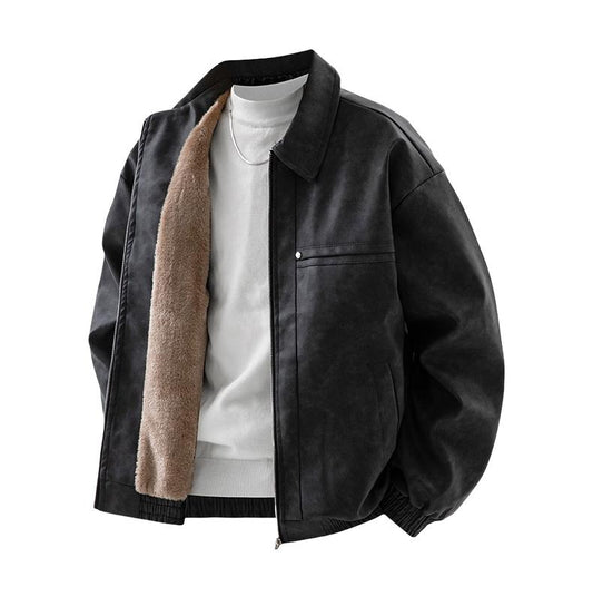 [Branded stock clearance] Autumn and winter cotton retro leather flight jacket for men