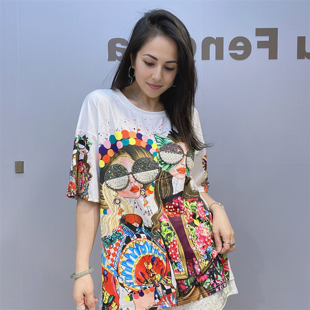 Fashionable and versatile women's rhinestone T-shirt - MATCHING MASTER