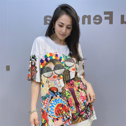Fashionable and versatile women's rhinestone T-shirt - MATCHING MASTER