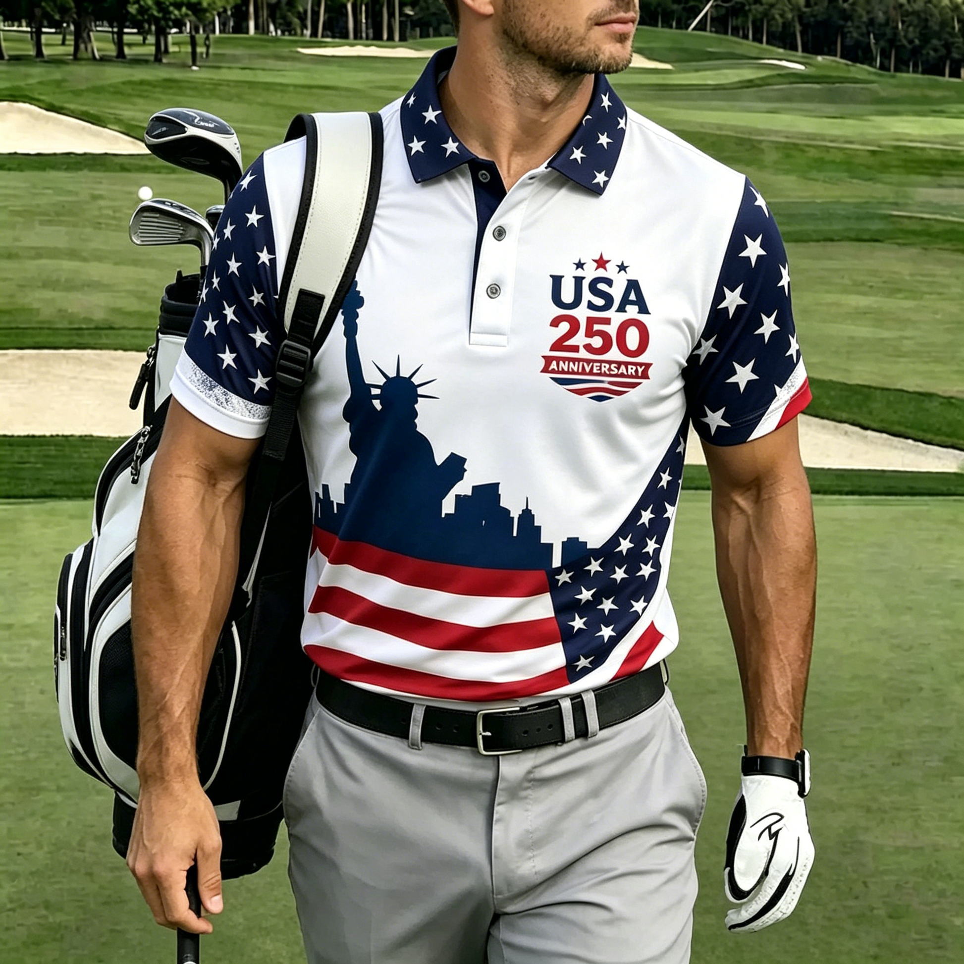 USA 250th Men's short-sleeved polo shirt ZM7022 - BundleWear