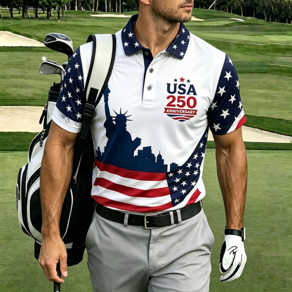 USA 250th Men's short-sleeved polo shirt ZM7022 - BundleWear