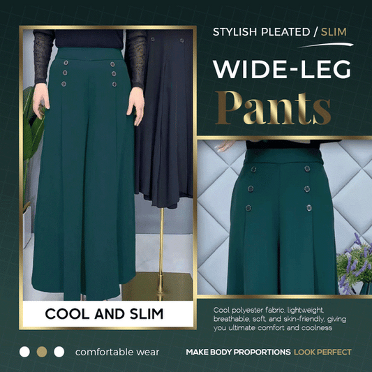 Slim fashion pleated wide leg pants