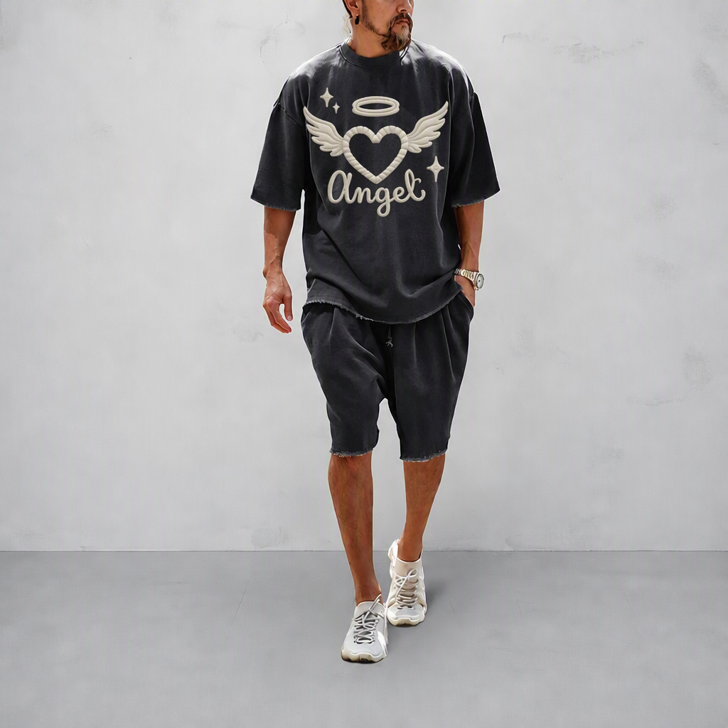 Couple 100% Cotton Casual Loose Fit Sports Set - Breathable Moisture-Wicking 2-Piece Tracksuit