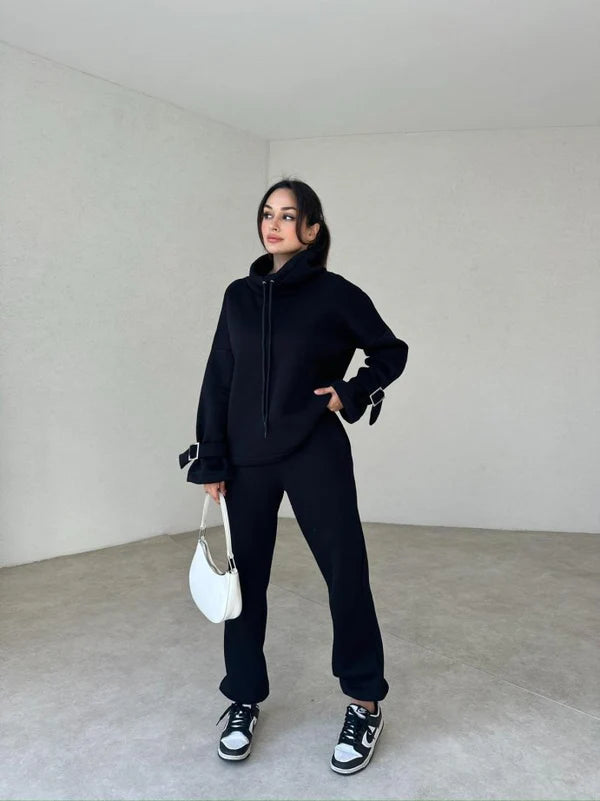 Ladies' 100% Cotton Tracksuit (Hoodie + Pants)