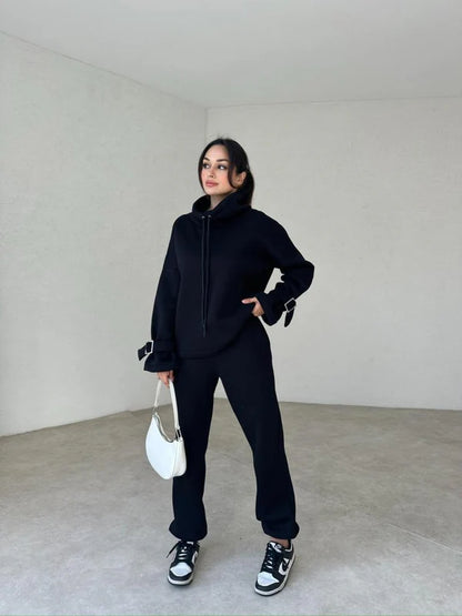 Ladies' 100% Cotton Tracksuit (Hoodie + Pants)