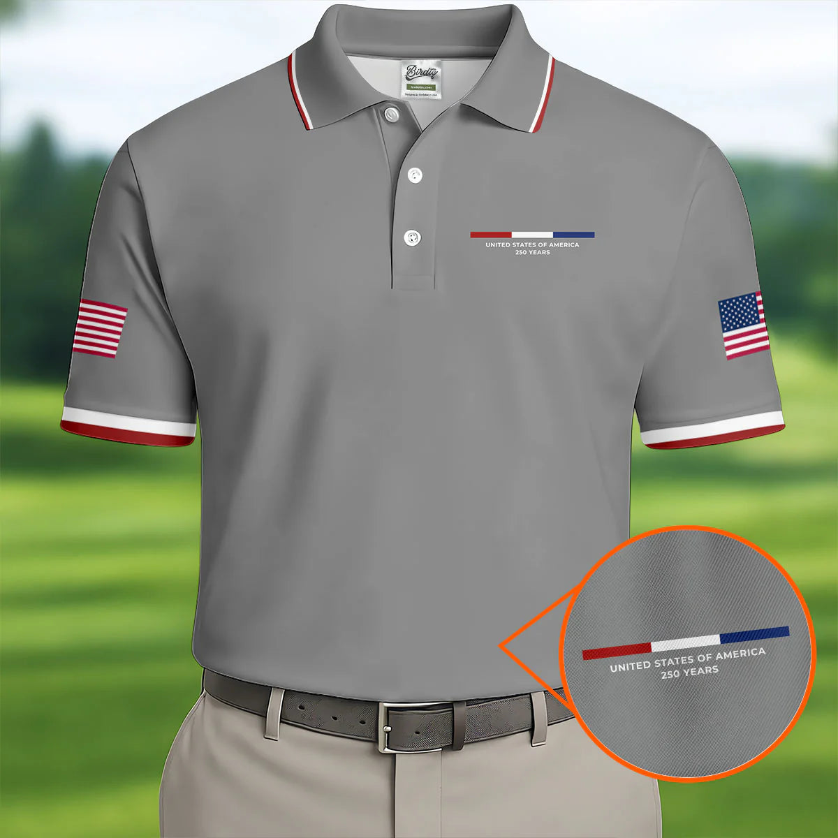 USA 250th Men's short-sleeved polo shirt - BundleWear
