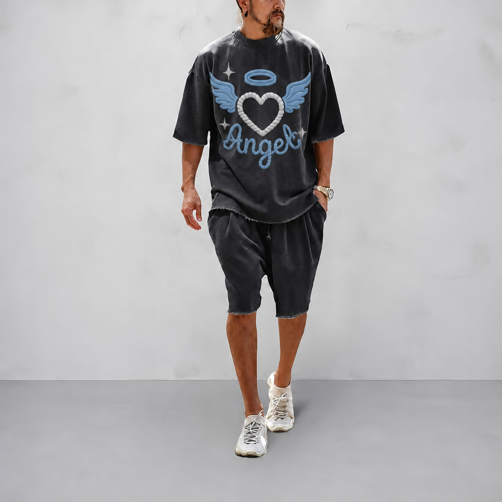 Couple 100% Cotton Casual Loose Fit Sports Set - Breathable Moisture-Wicking 2-Piece Tracksuit