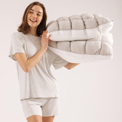Puff Pillow 1-Pack - Cloud-Like Quilted Sleep Cushion with Supportive Comfort for Side, Back & Stomach Sleepers