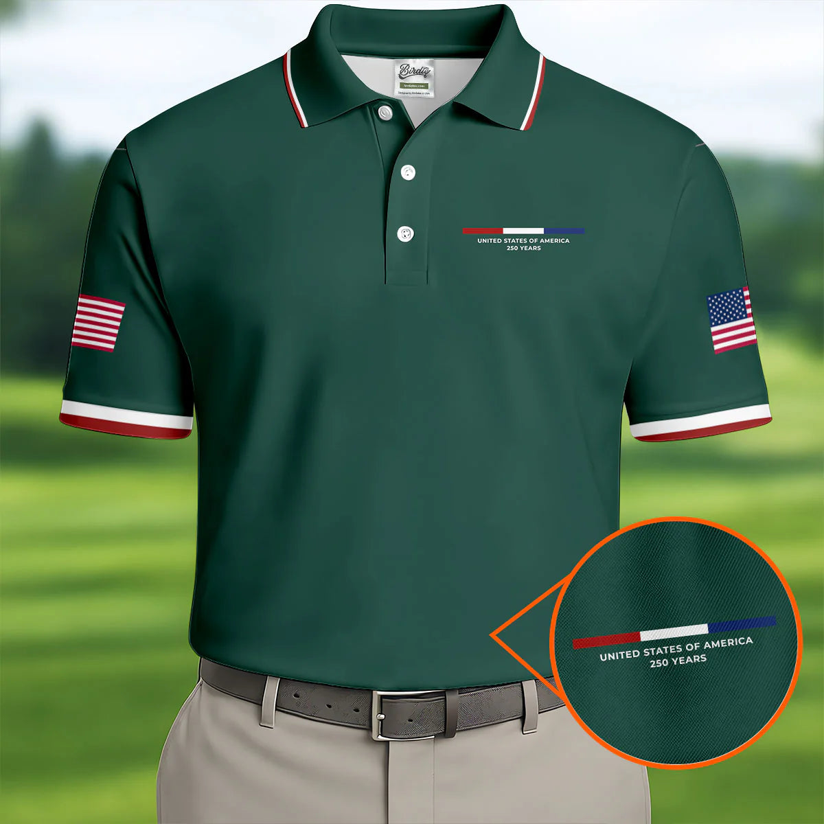 USA 250th Men's short-sleeved polo shirt - BundleWear