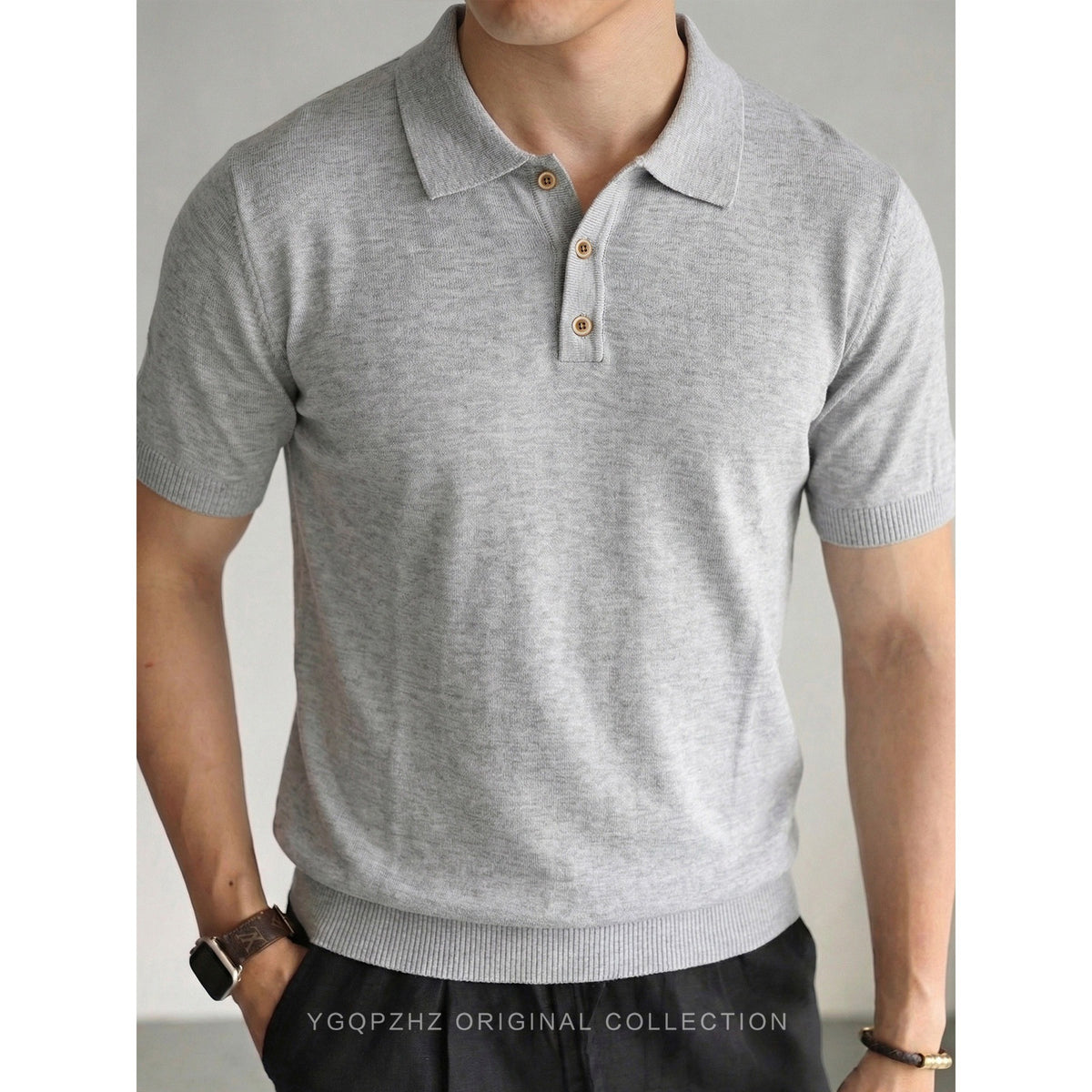 BundleWear™ Silk-Wool Polo | Fine-Ribbed Luxury Knit Short-Sleeve Top