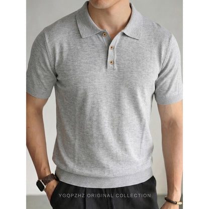 BundleWear™ Silk-Wool Polo | Fine-Ribbed Luxury Knit Short-Sleeve Top