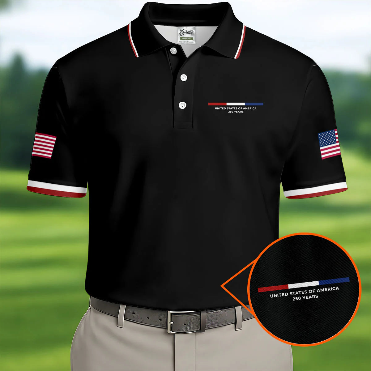 USA 250th Men's short-sleeved polo shirt - BundleWear