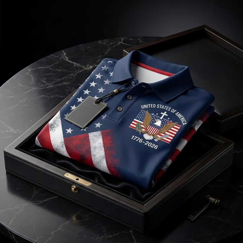 USA 250th Men's short-sleeved polo shirt ZM7014 - BundleWear