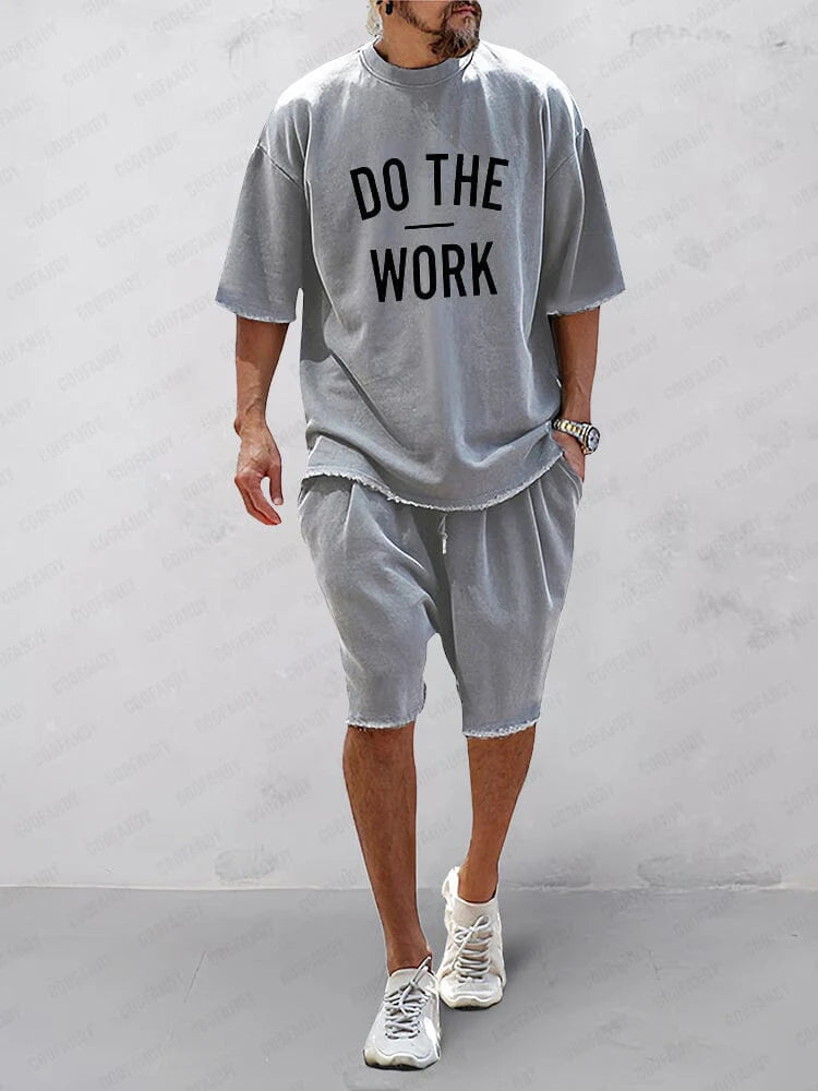 Men's 100% Cotton Casual Loose Fit Sports Set - Breathable Moisture-Wicking 2-Piece Tracksuit
