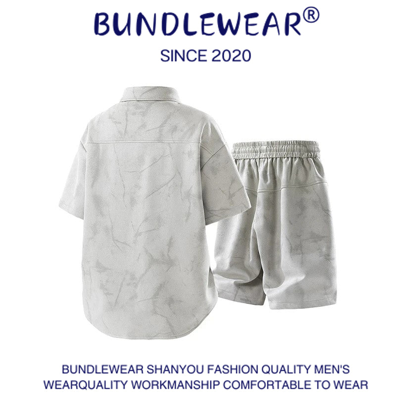 Men's summer tie-dye ice-feel two-piece suit