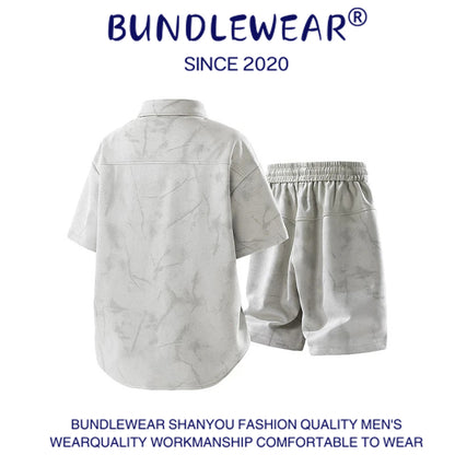 Men's summer tie-dye ice-feel two-piece suit