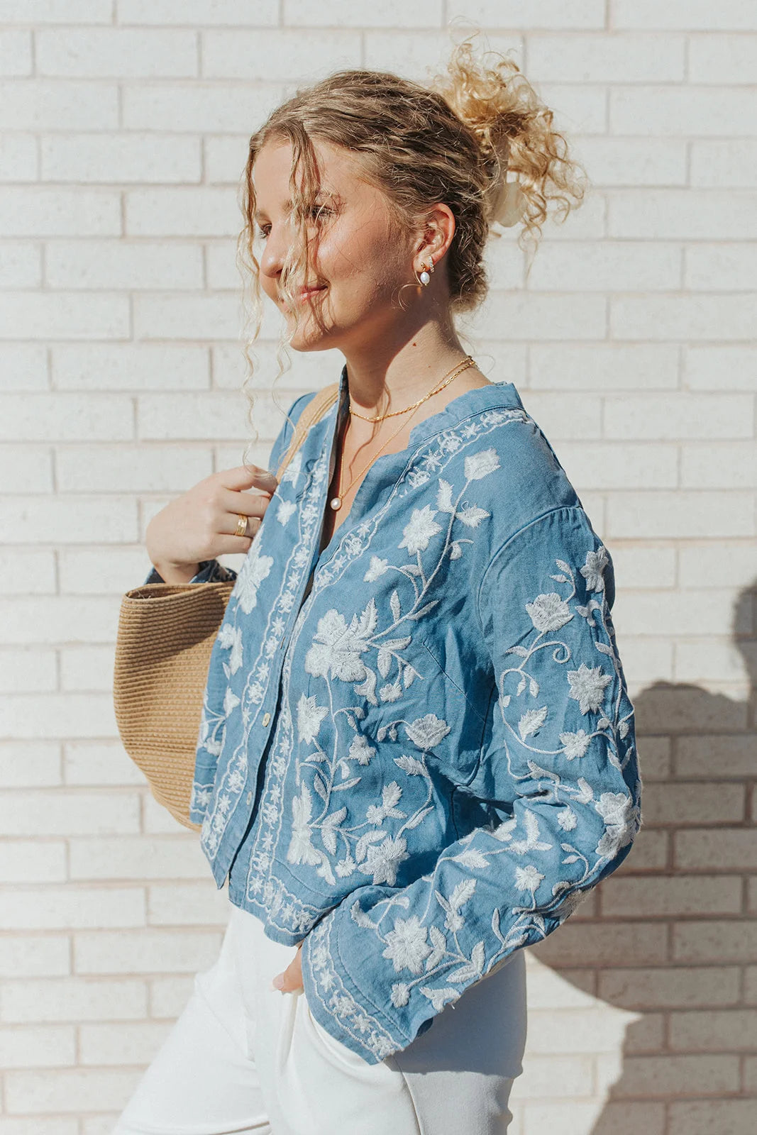 Petals and Sky Embroidered Cropped Tunic - MATCHING MASTER