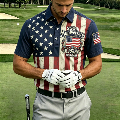 USA 250th Men's short-sleeved polo shirt ZM7037 - BundleWear