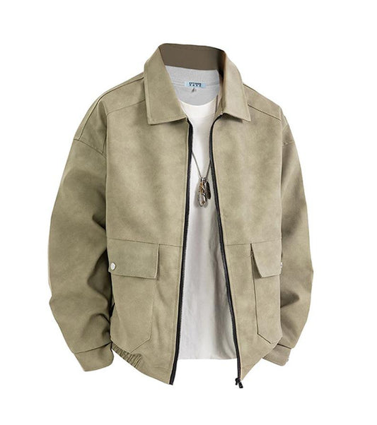 [Branded stock clearance] Autumn and winter cotton retro leather flight jacket for men